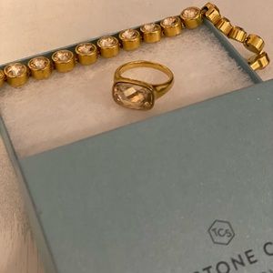 💍💛Gold plated Touchstone Crystal Ring Only!